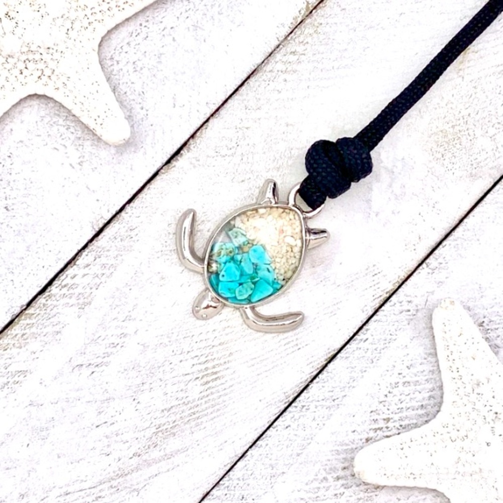1 LEFT! 🌴 TURQUOISE SEA STONES & SAND 🐢 SEA TURTLE ROPE BRACELET One Size - Picture 5 of 7
